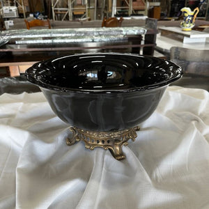 Large Castilian Porcelain Bowl with Brass Stand