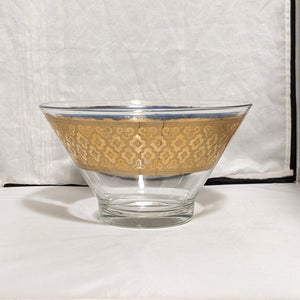 Culver MCM Blue and 22k Gold Seville Diamond Pattern Punch Bowl