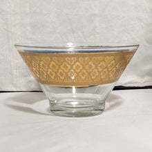 Cargar imagen en el visor de la galería, Culver MCM Blue and 22k Gold Seville Diamond Pattern Punch Bowl
