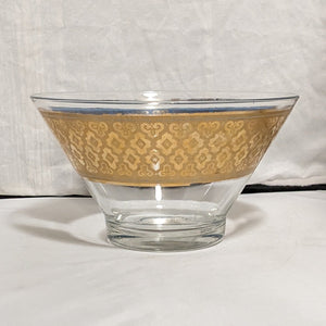 Culver MCM Blue and 22k Gold Seville Diamond Pattern Punch Bowl