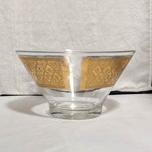 Cargar imagen en el visor de la galería, Culver MCM Blue and 22k Gold Seville Diamond Pattern Punch Bowl
