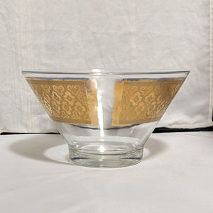 Culver MCM Blue and 22k Gold Seville Diamond Pattern Punch Bowl