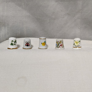 Lot of 5 Sewing Thimbles - Porcelain, Bone China