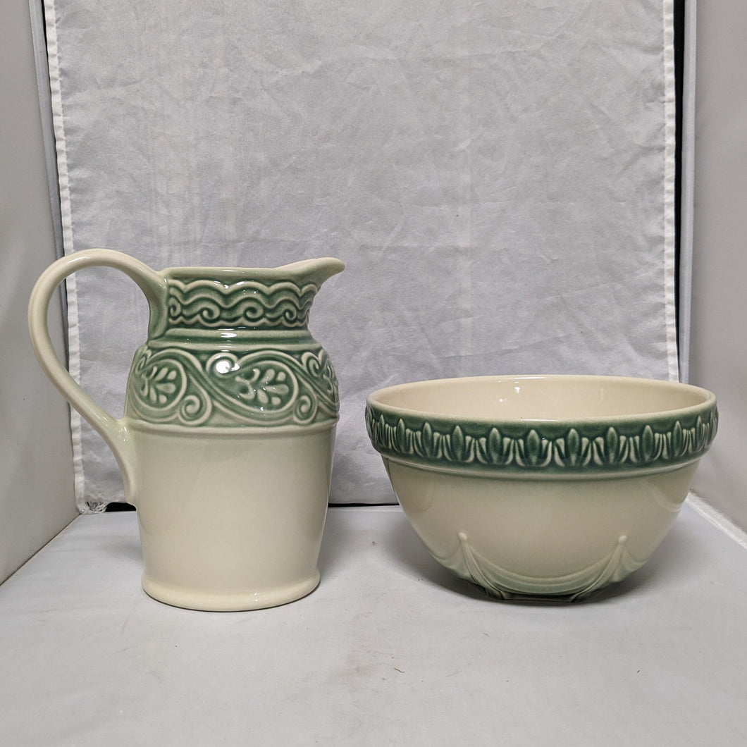 Longaberger American Craft Pottery Pitcher and Bowl