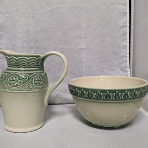 Longaberger American Craft Pottery Pitcher and Bowl