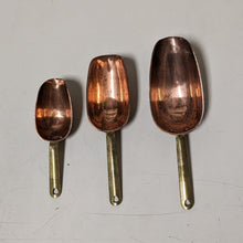 Load image into Gallery viewer, Solid Copper Measuring Scoops - 7oz, 3oz, and 2oz
