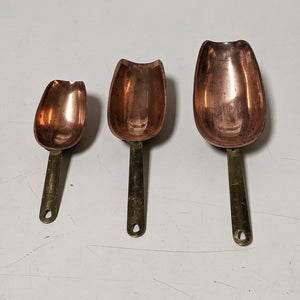 Solid Copper Measuring Scoops - 7oz, 3oz, and 2oz