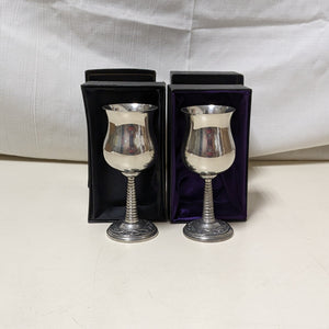 Set of 2 St Justin English Pewter Goblets with Celtic Knot details