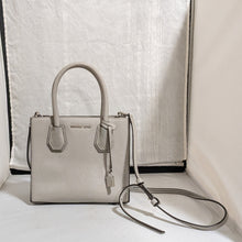 Load image into Gallery viewer, Michael Kors Mercer Medium Satchel,Pebbled Leather Crossbody Gray Bag Top Handle
