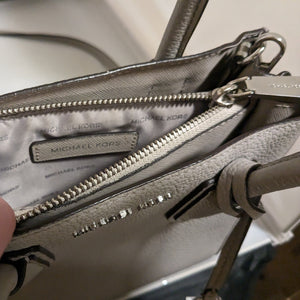 Michael Kors Mercer Medium Satchel,Pebbled Leather Crossbody Gray Bag Top Handle
