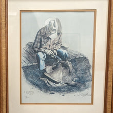 Load image into Gallery viewer, 1979 &quot;Shortening the Latigo&quot; Lithograph by Gary Hawk, with COA
