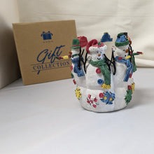 Load image into Gallery viewer, Back of Snowmen Candle Holder with box
