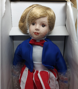 Close up of upper doll in box